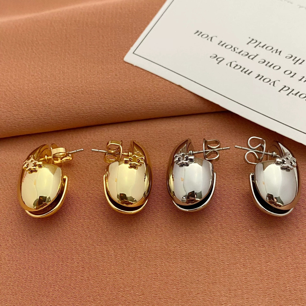 Tory Burch Glossy Inlaid Metal Letter Stud Earrings